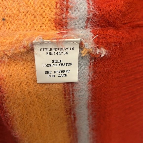 NWT Davi & Dani Red Orange Gray Stripe V Neck Long Sleeve Knit Sweater DRESS - Picture 9 of 9